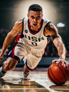 Basketball player demonstrating intense focus and mental resilience on the court