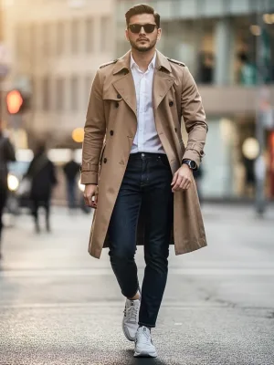 Stylish person in cohesive street style walking city street