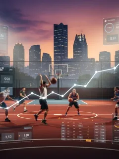 Dynamic NBA game with betting graphics, symbolizing increased viewership