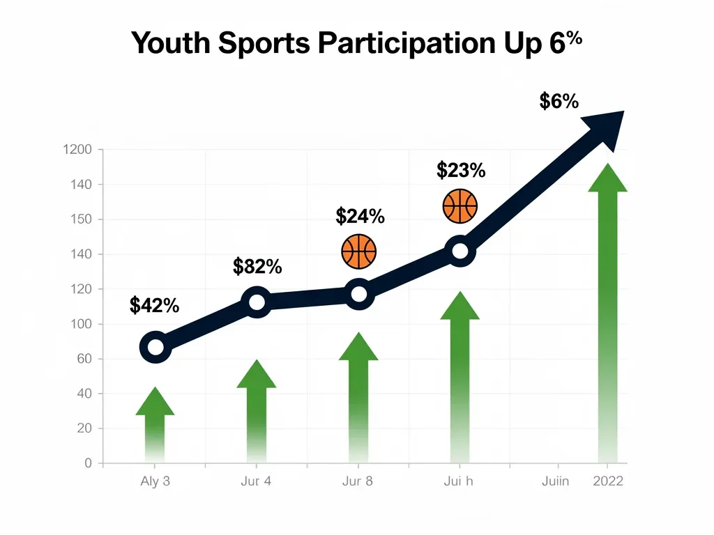 Infographic showing a 6% increase in youth basketball participation