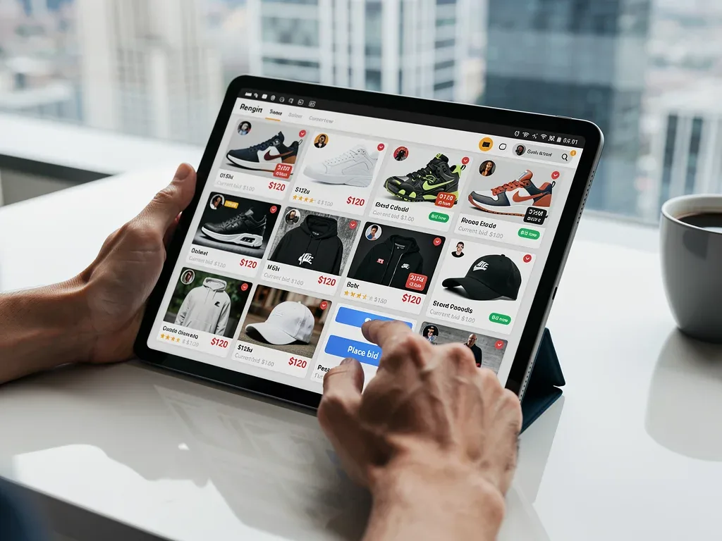 Digital interface of a streetwear resale platform, showcasing active trading and diverse listings.
