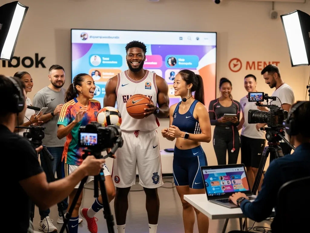Athletes collaborating on authentic social media content for brand endorsements.