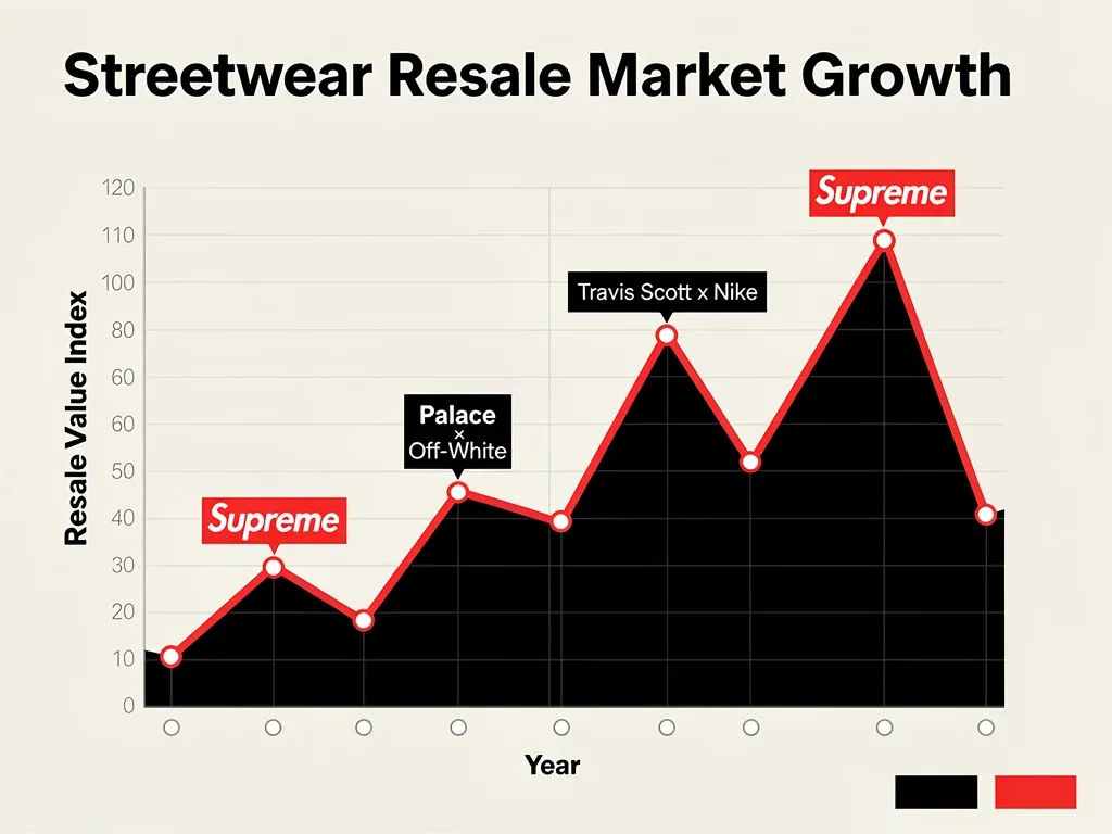 Streetwear resale market trend graph showing growth